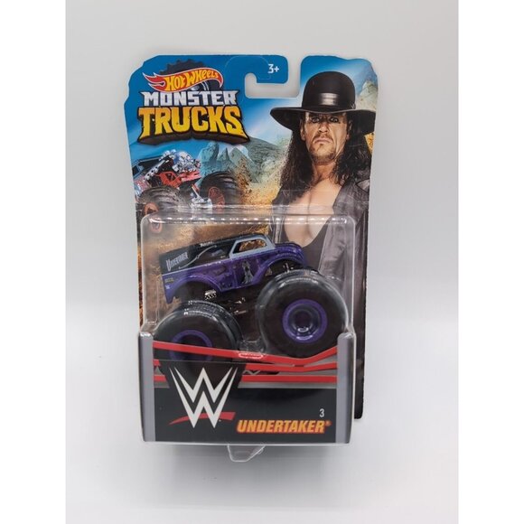 2018 Hot Wheels 1/64 Monster Trucks WWE Undertaker Brand New Sealed Card - Picture 1 of 2